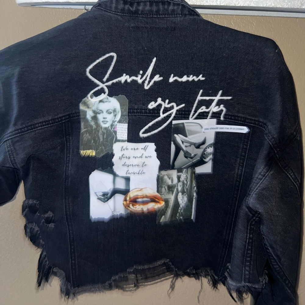 CUSTOM Black Marilyn Monroe Denim Jacket